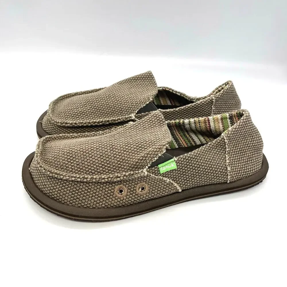 Sanuk Men's / Boys Vagabond Slip-on Canvas Loafers Size 6